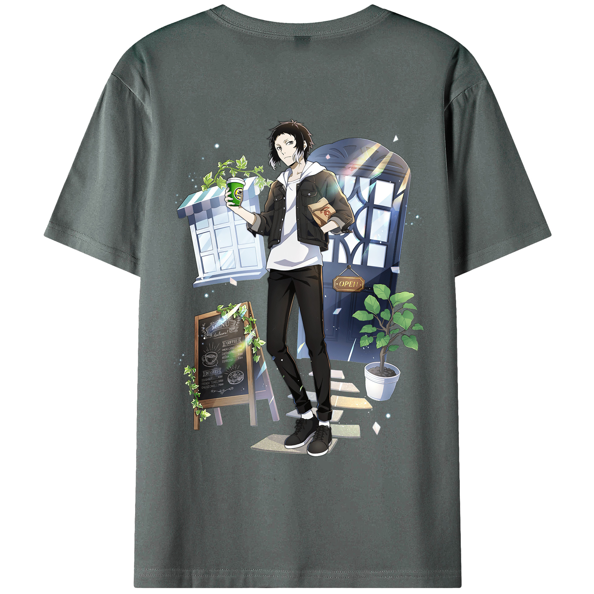 （画像用） 文豪ストレイドッグス Bungo Stray Dogs 綿100％ メンズ半袖Tシャツ（バックプリント） 通気性